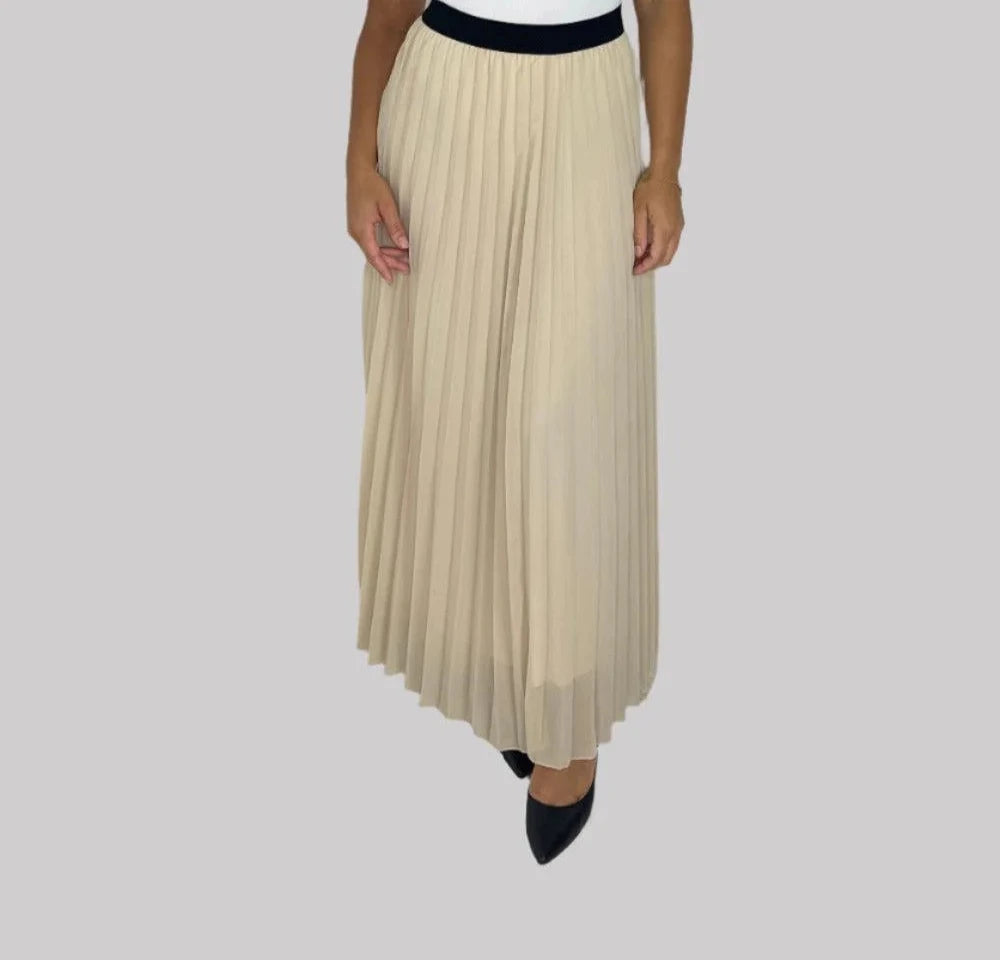 High Waist Pleated Chiffon Maxi Skirt