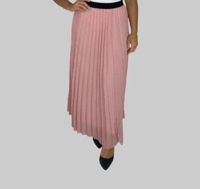 High Waist Pleated Chiffon Maxi Skirt