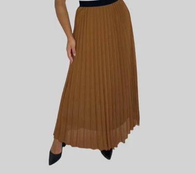 High Waist Pleated Chiffon Maxi Skirt