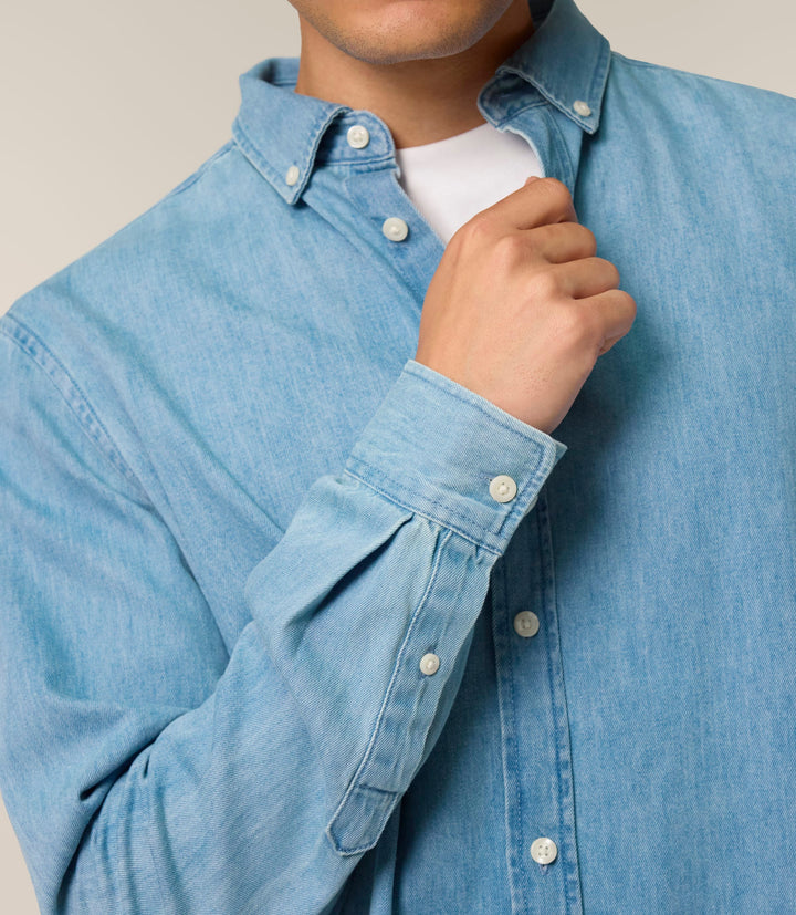 Organic Cotton Denim Shirt with Fringes