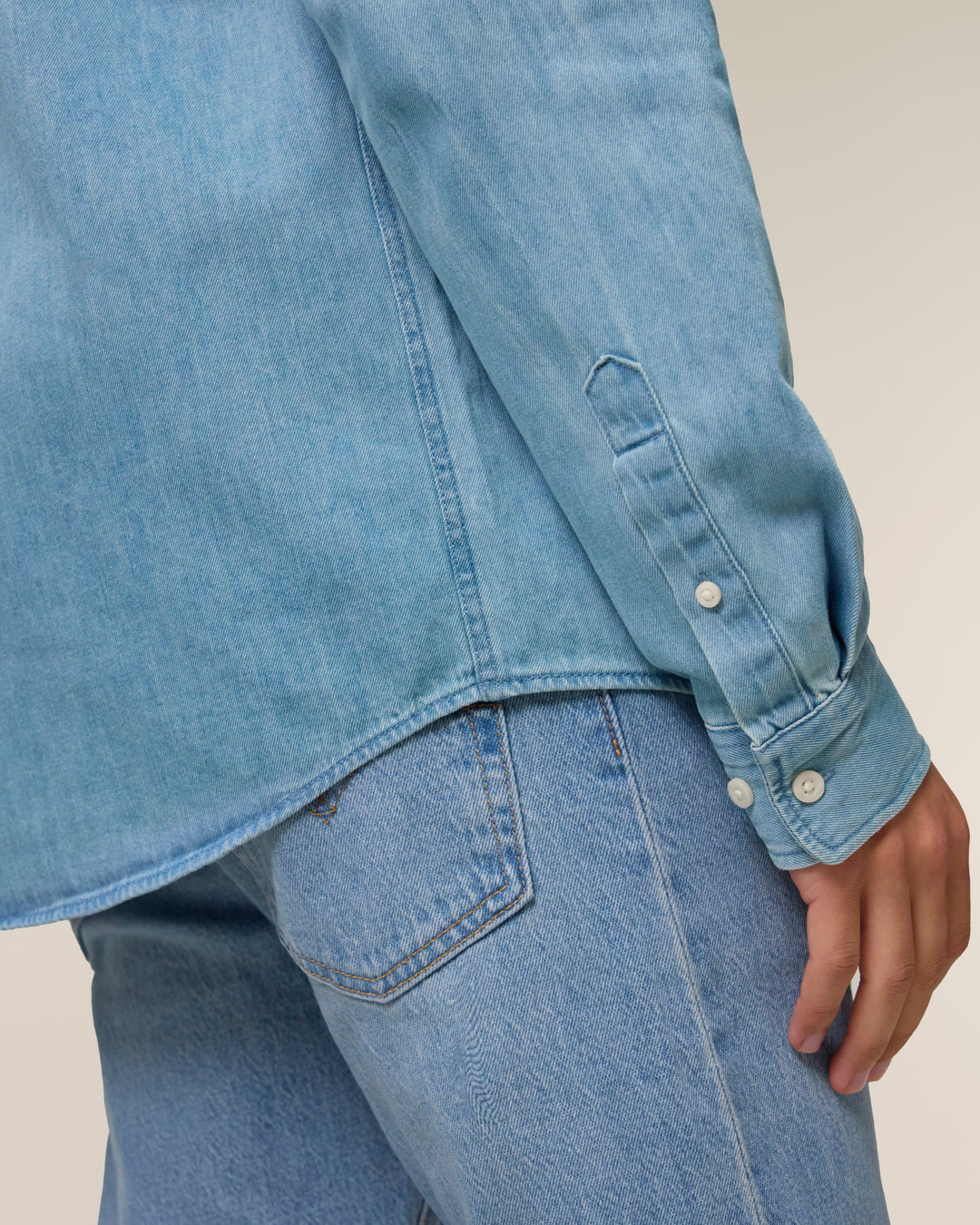 Organic Cotton Denim Shirt with Fringes