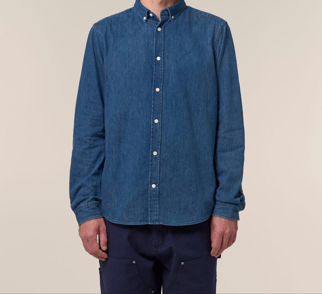 Organic Cotton Denim Shirt with Fringes