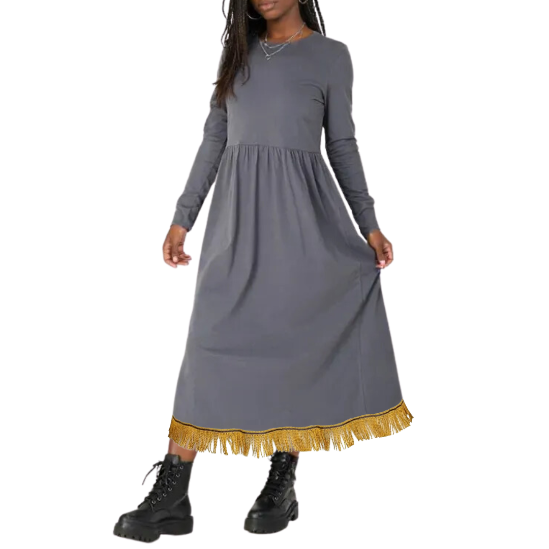 100% Cotton Solid Midi Smock Dress