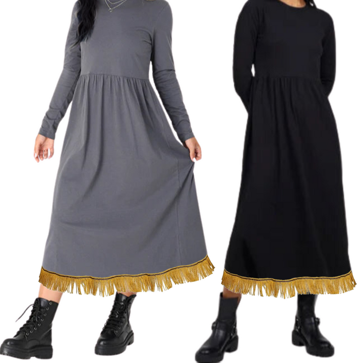 100% Cotton Solid Midi Smock Dress