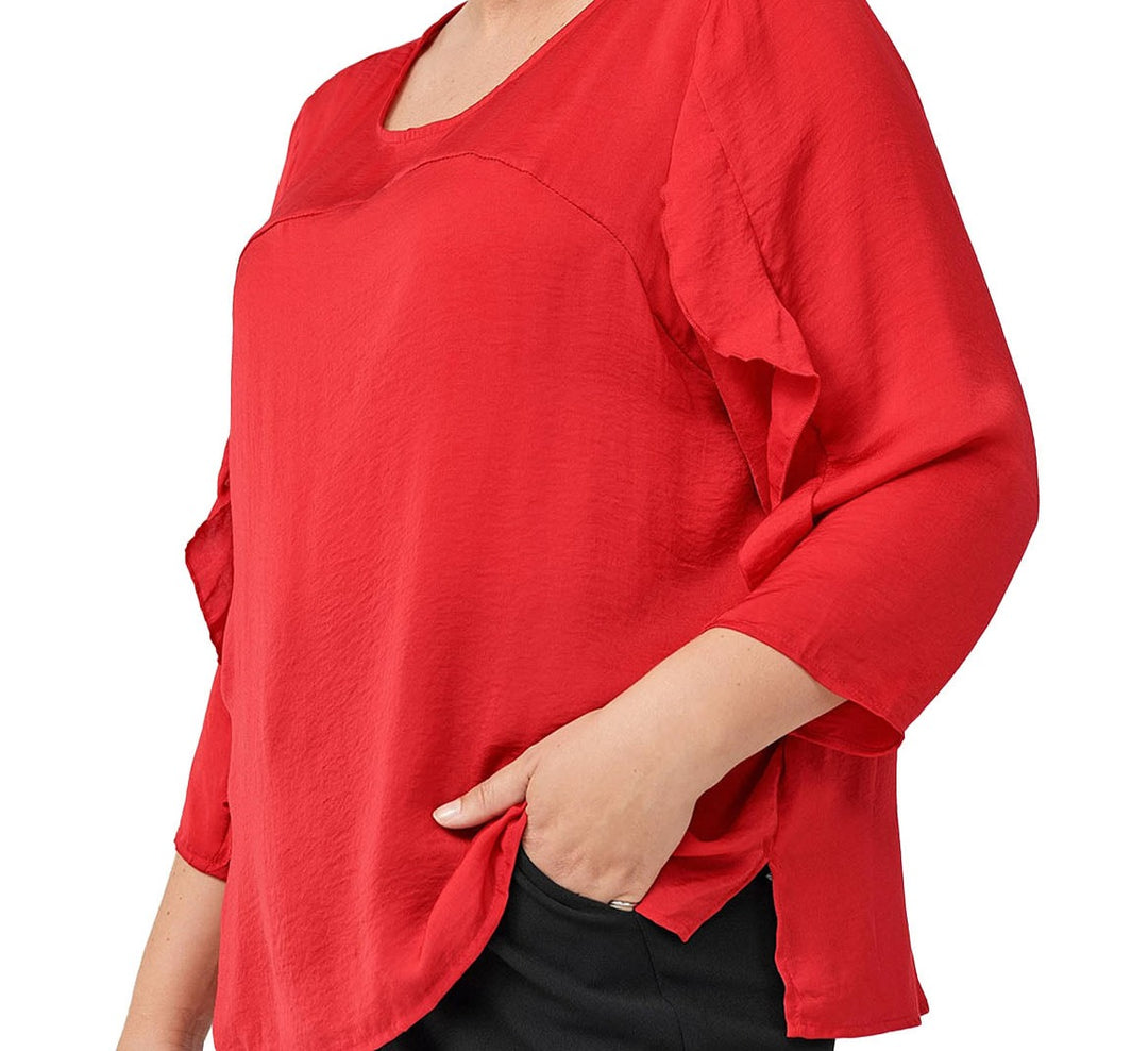 Women's Woven Frill Sleeve Top [PLUS]