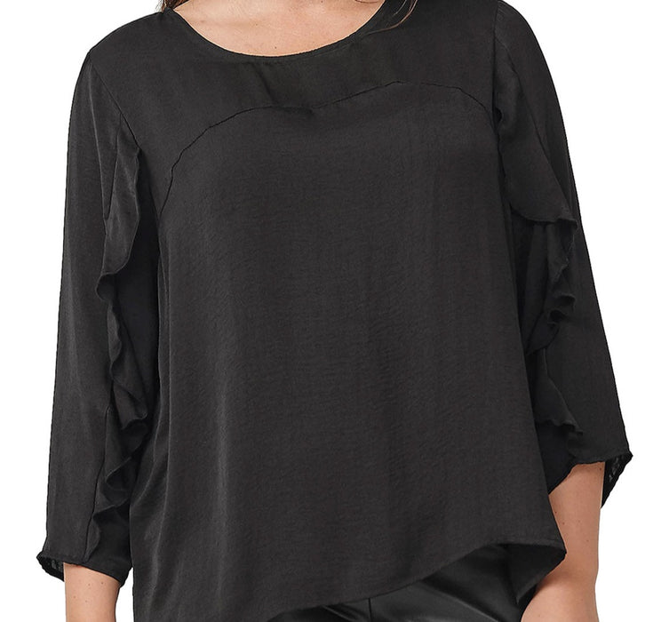 Women's Woven Frill Sleeve Top [PLUS]