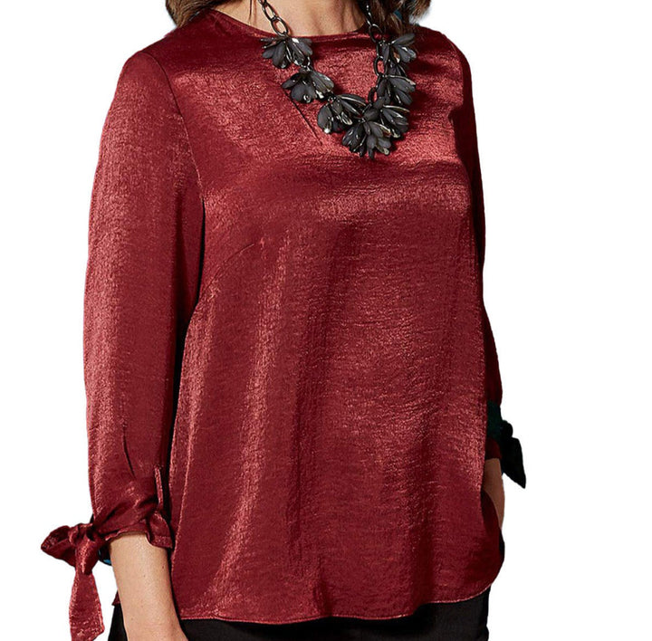 Women's Satin Tie Cuff Top [PLUS]