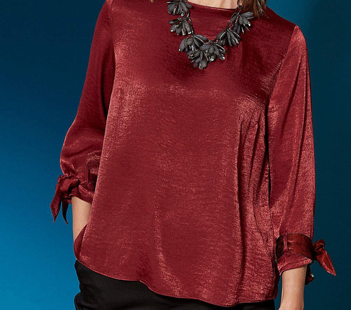 Women's Satin Tie Cuff Top [PLUS]