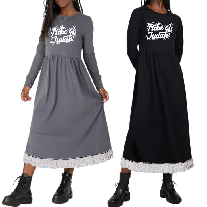 Tribe of Judah 100% Cotton Solid Midi Smock Dress