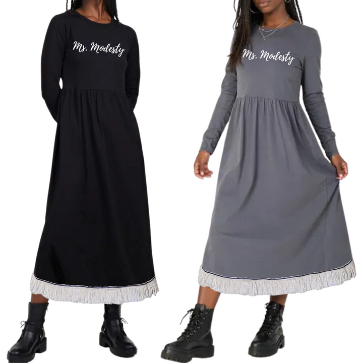 Ms. Modesty Cotton Solid Midi Smock Dress