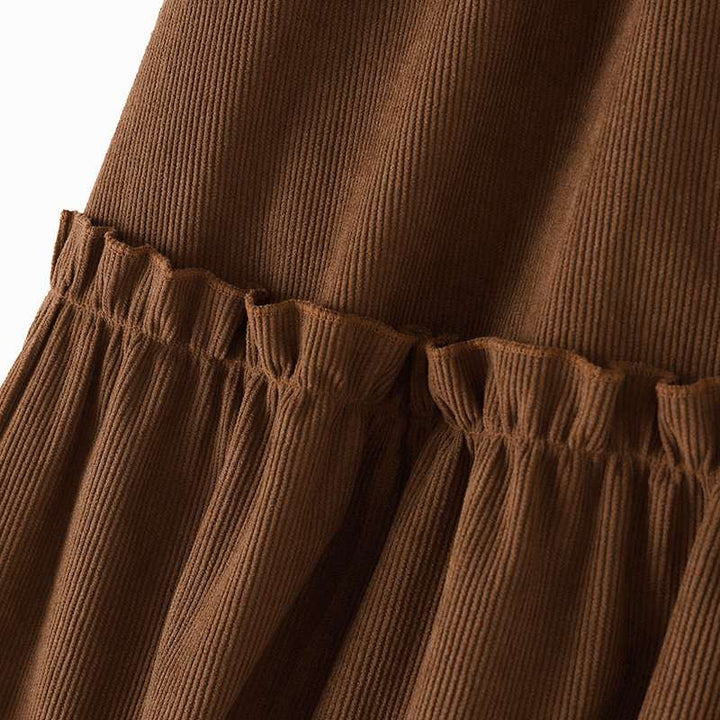 Corduroy Ruffle PreFringed Maxi Skirt