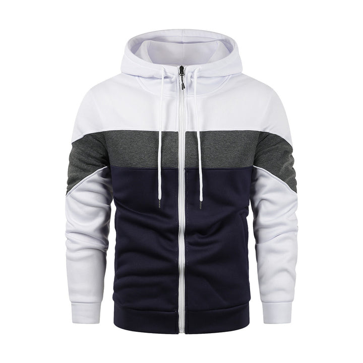 Men's Patchwork Zipper Hoodie with Fringes