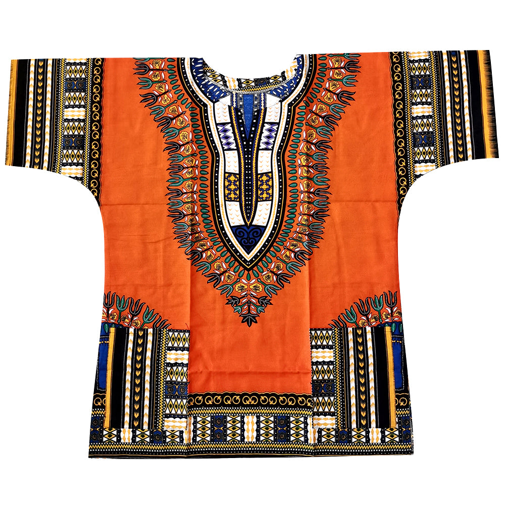 100% Cotton Tribal Print Dashiki Shirt with Fringes