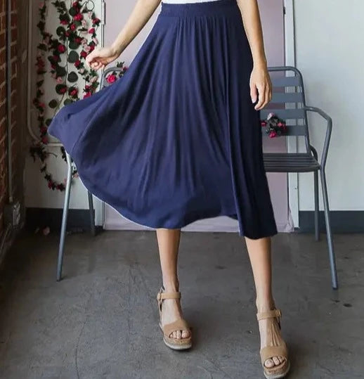 Plain Circle Midi Skirt with Pockets (3 Colors)