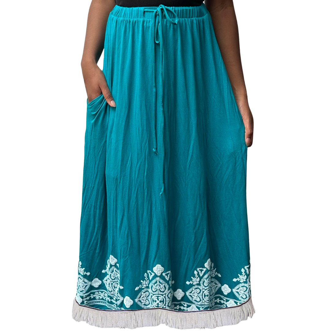 Damask Midi Skirt with Pockets (4 Colors)