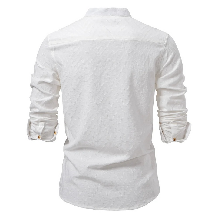 100% Cotton Textured Half Button Shirt with Fringes