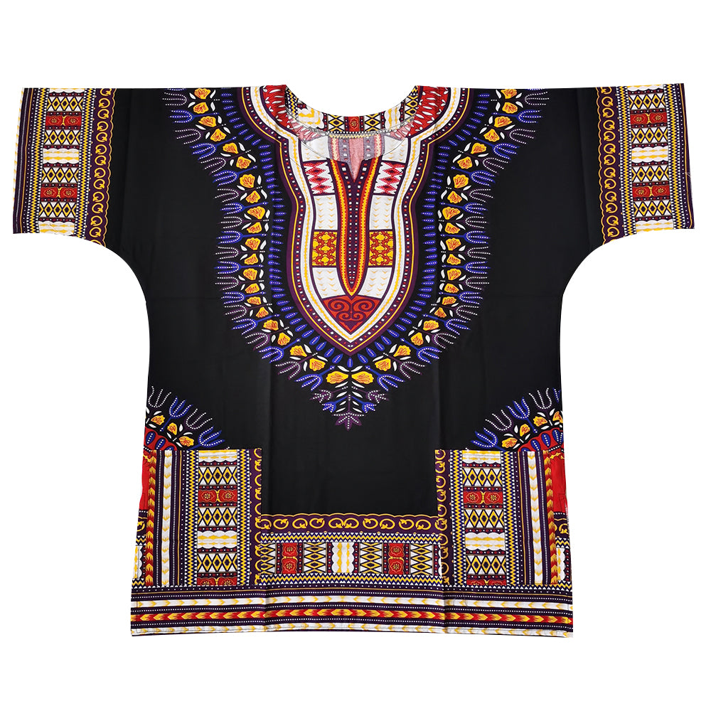 100% Cotton Tribal Print Dashiki Shirt with Fringes