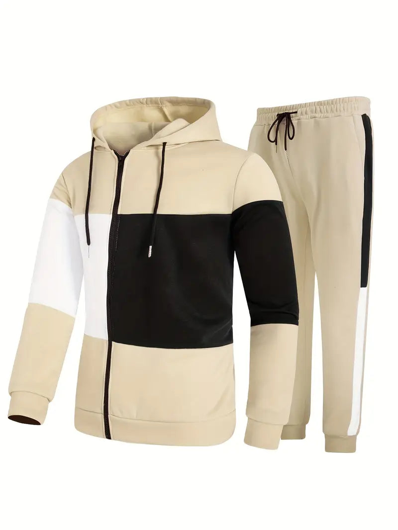 Men's Color Block Tracksuit Set