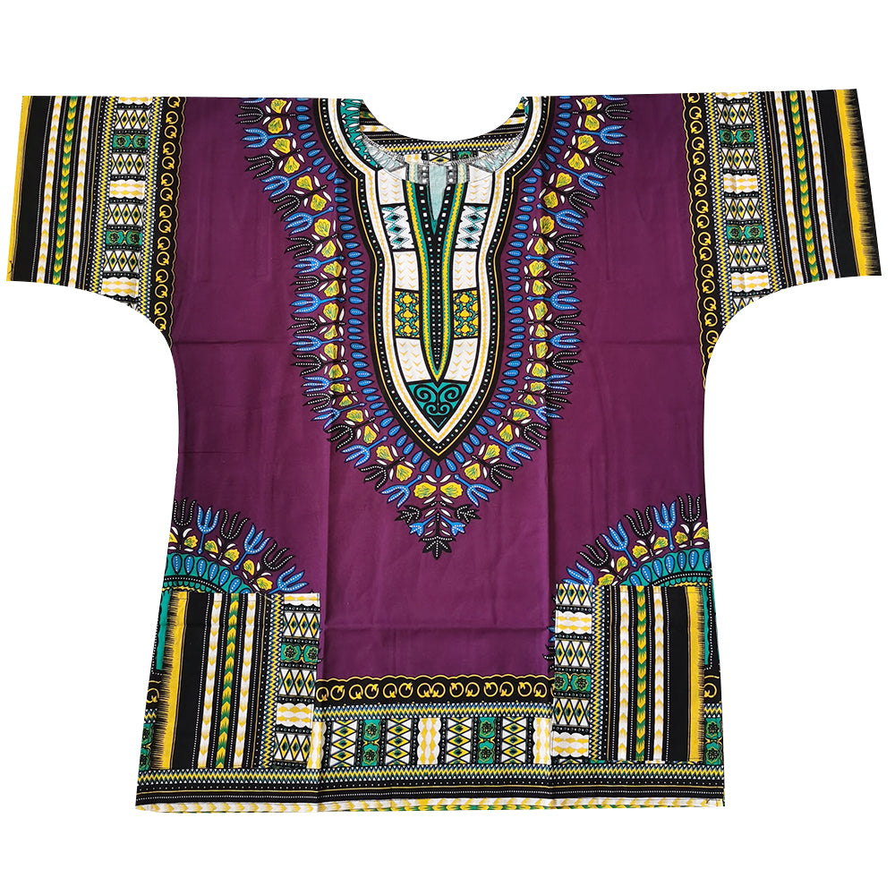 100% Cotton Tribal Print Dashiki Shirt with Fringes