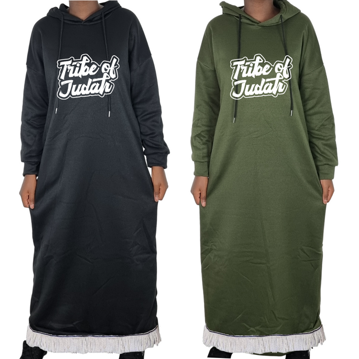 Tribe of Judah Hooded Sweatshirt Dress with Pockets