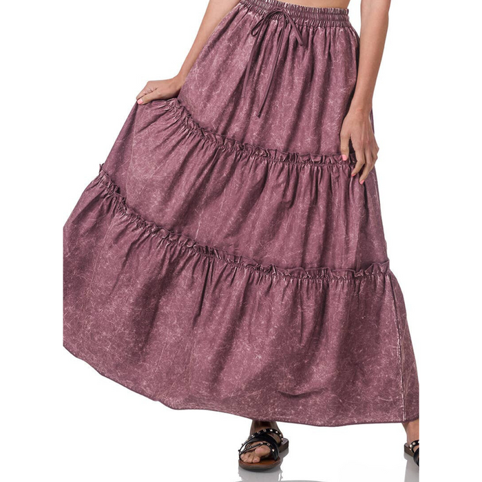 Acid Wash Cotton Maxi Skirt - Free Worldwide Shipping- Sew Royal US