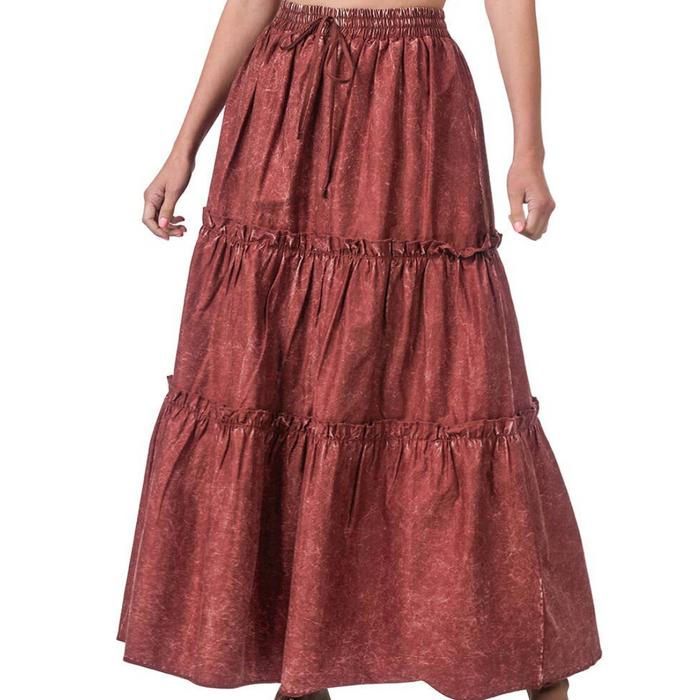 Acid Wash Cotton Maxi Skirt - Free Worldwide Shipping- Sew Royal US