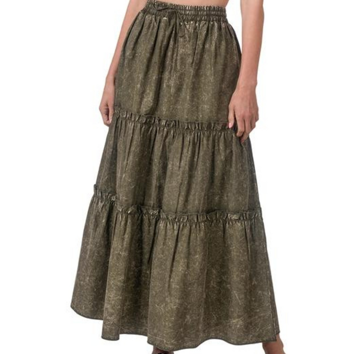 Acid Wash Cotton Maxi Skirt - Free Worldwide Shipping- Sew Royal US