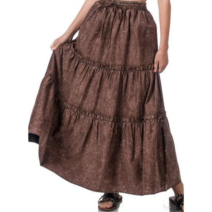 Acid Wash Cotton Maxi Skirt - Free Worldwide Shipping- Sew Royal US