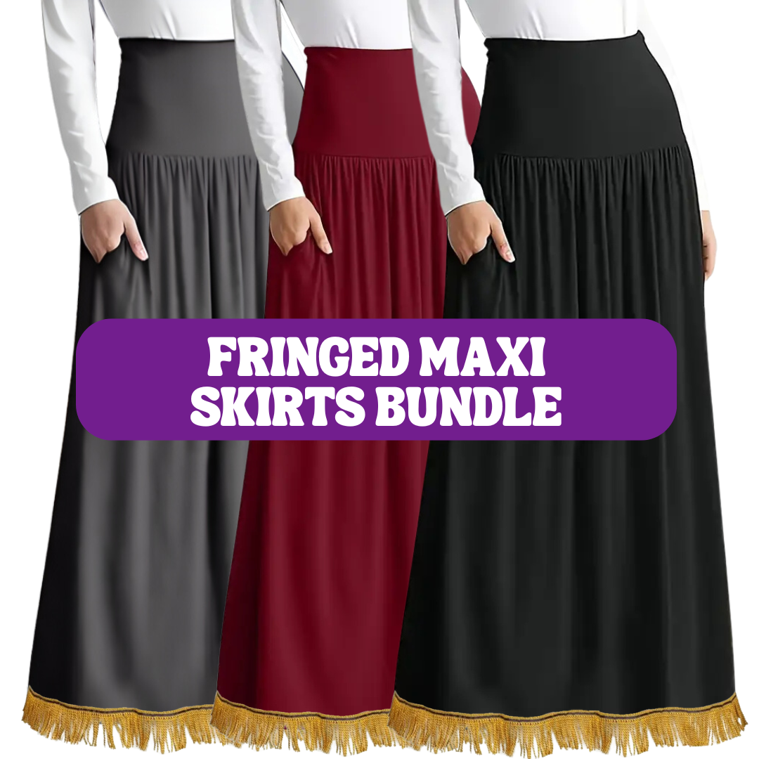 Everyday High-Waisted Pleated Maxi Skirt Bundle (3 Colors)