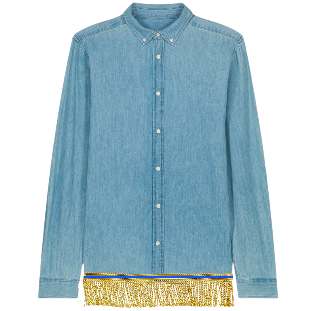 Organic Cotton Denim Shirt with Fringes