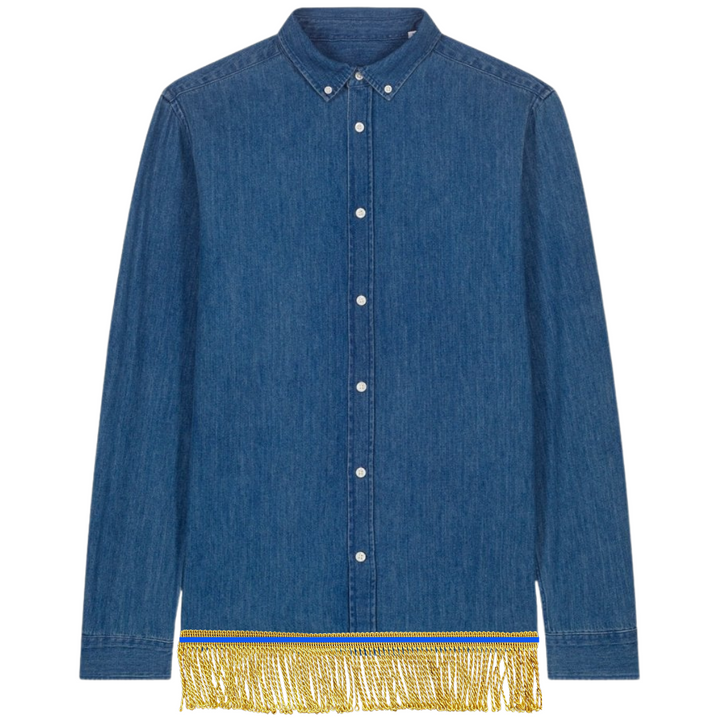 Organic Cotton Denim Shirt with Fringes