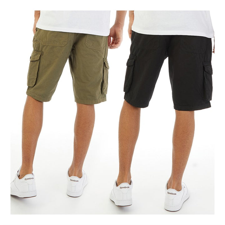 Men's Cotton Cargo Shorts Bundle (2 Pack) Black/Khaki