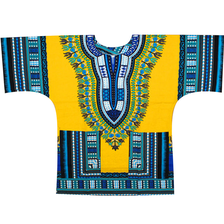 100% Cotton Tribal Print Dashiki Shirt with Fringes