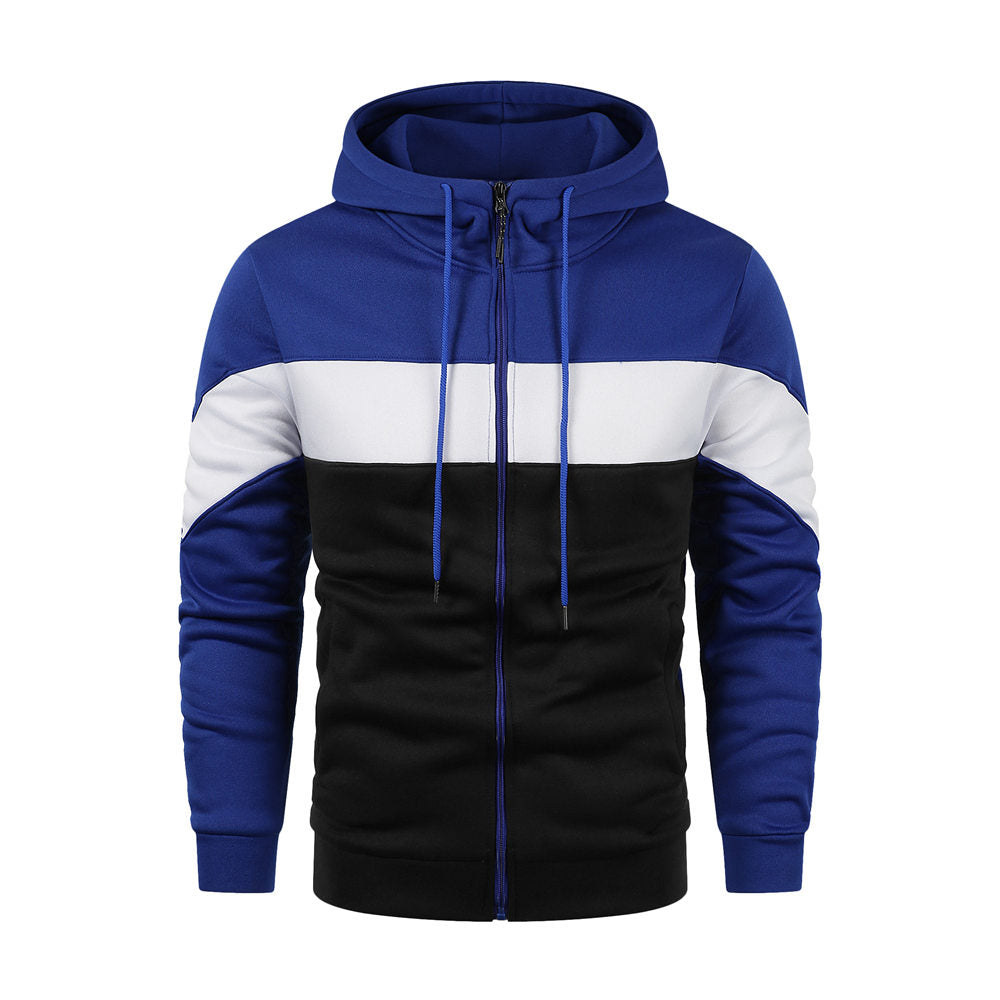 Men's Patchwork Zipper Hoodie with Fringes