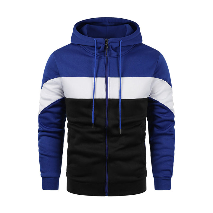 Men's Patchwork Zipper Hoodie with Fringes