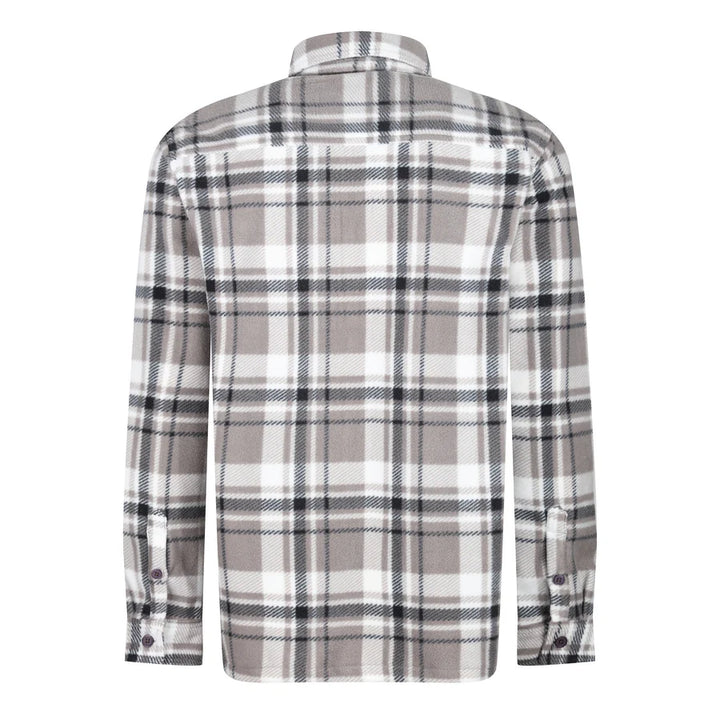 Men's Check Fleece Overshirt with Fringes