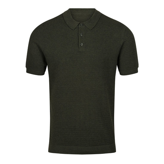 Men's Cotton Textured Knit Polo Shirt with Fringes