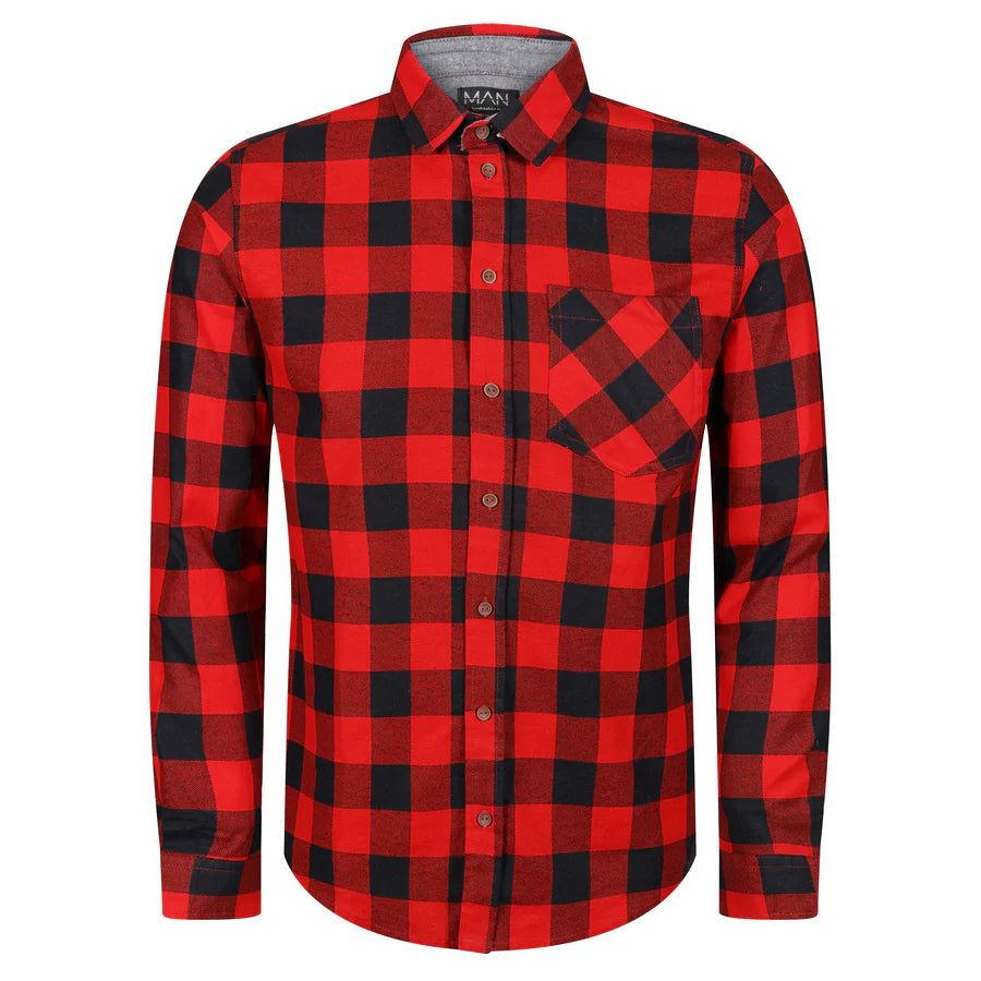 Men's 100% Cotton Check Shirt with Fringes