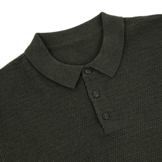 Men's Cotton Textured Knit Polo Shirt with Fringes