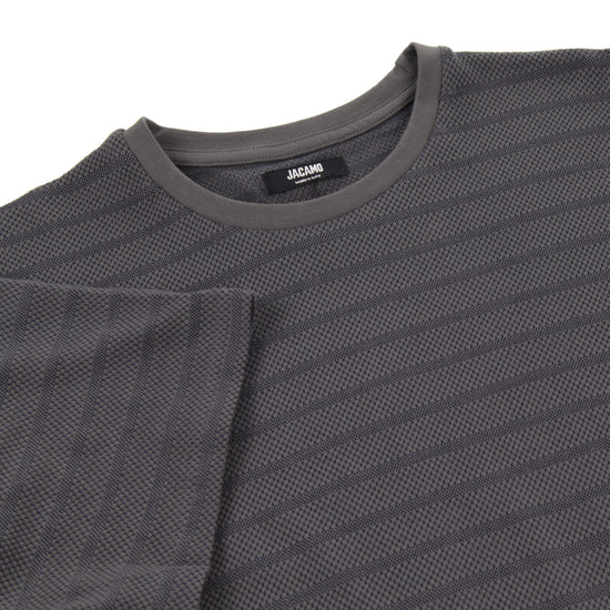 Men's Textured Stripe T-Shirt with Fringes