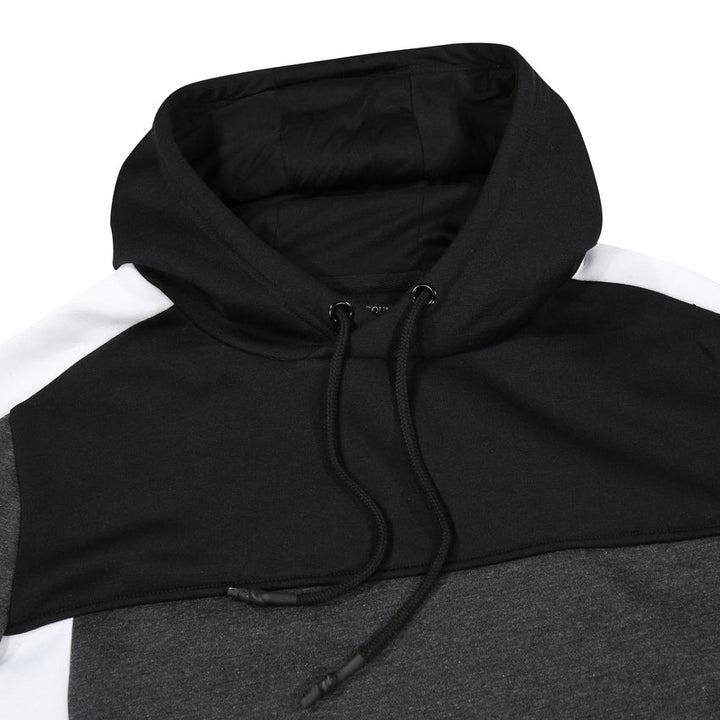 Men's Color Block Fleece Hoodie with Fringes