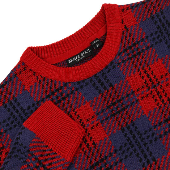 Men's Checked Sweater with Fringes