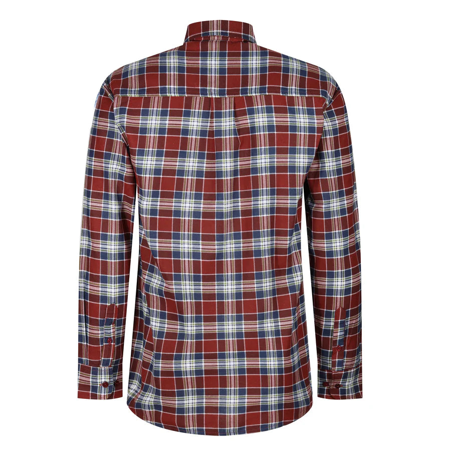 Men's Brushed Cotton Check Shirt with Fringes