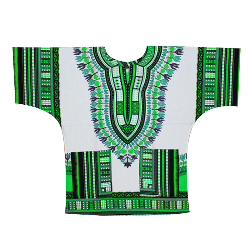 100% Cotton Tribal Print Dashiki Shirt with Fringes