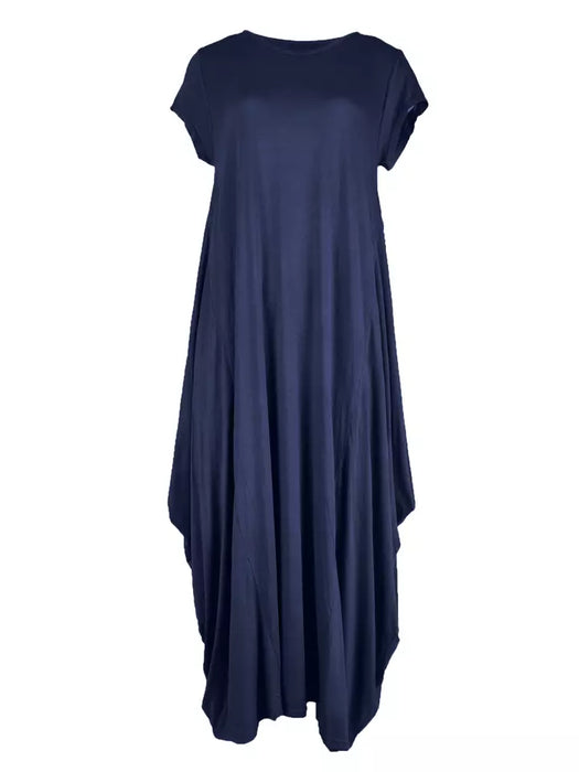 Plain Cap Sleeve Parachute Maxi Dress