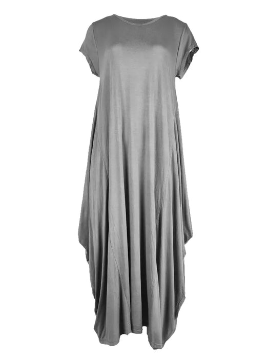 Plain Cap Sleeve Parachute Maxi Dress