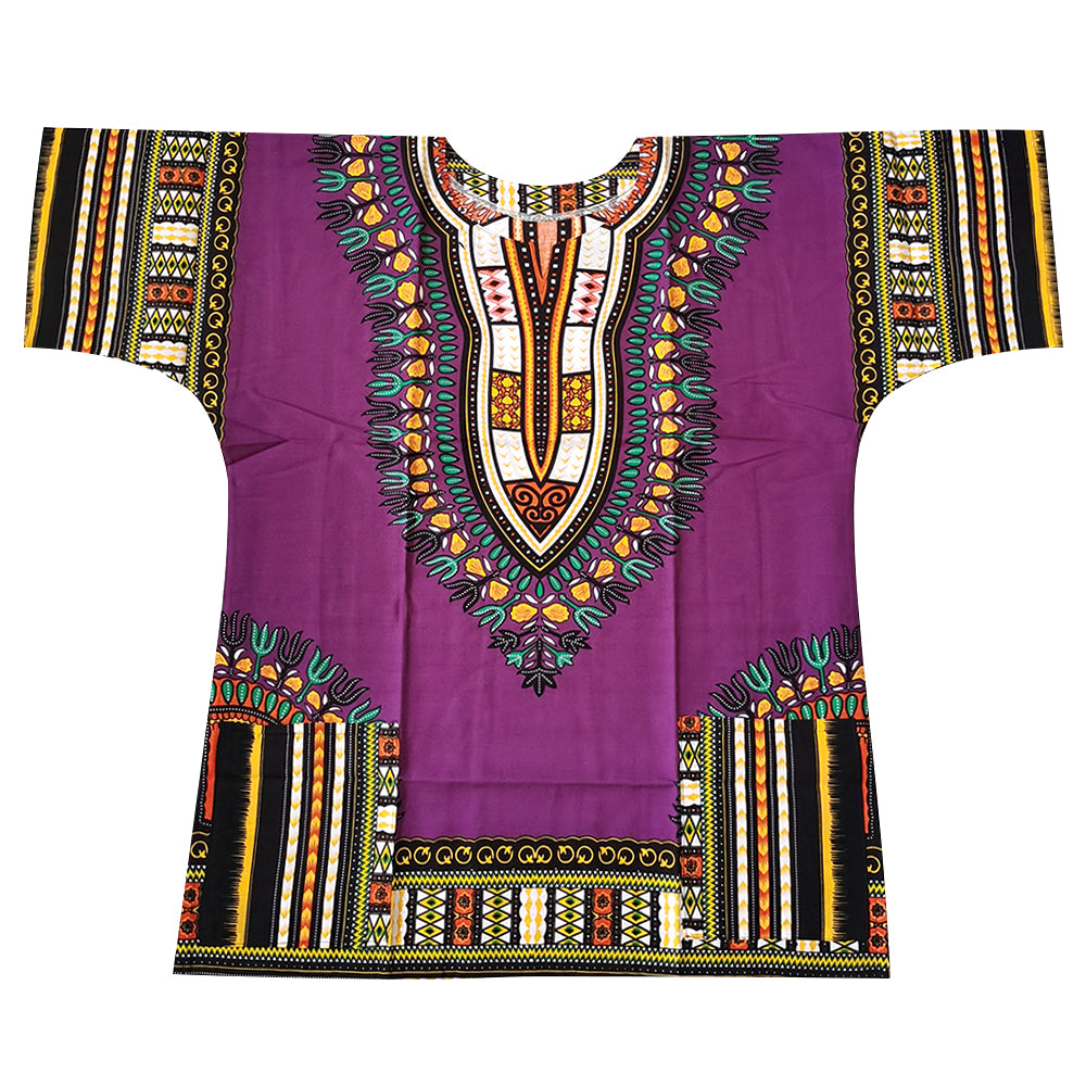 100% Cotton Tribal Print Dashiki Shirt with Fringes