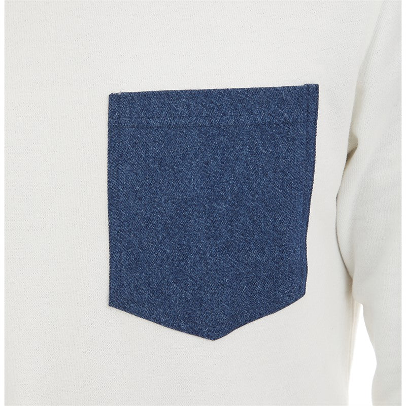 Men's 100% Cotton Denim Pocket Sweatshirt with Fringes