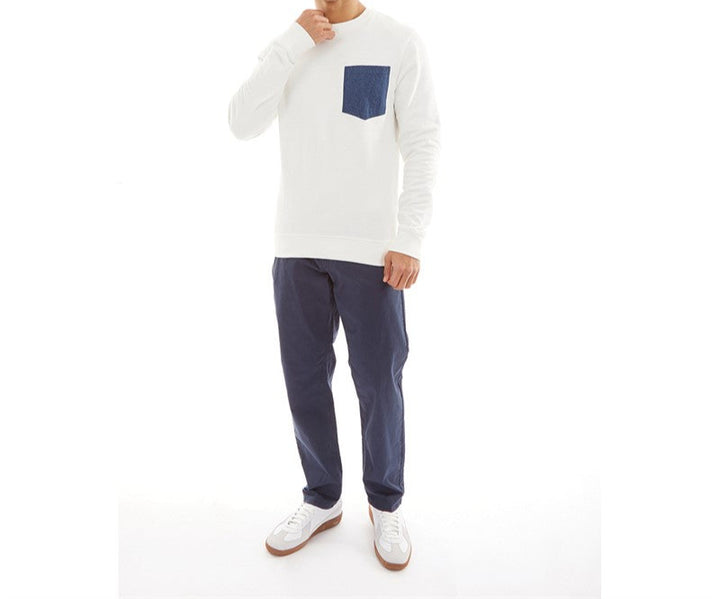 Men's 100% Cotton Denim Pocket Sweatshirt with Fringes