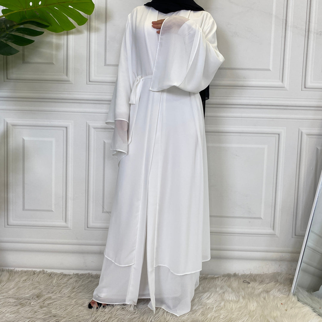 Chiffon Layered Open Abaya (9 Colors) - Free Worldwide Shipping- Sew Royal US